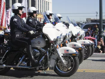 LAPD police on motorcycles